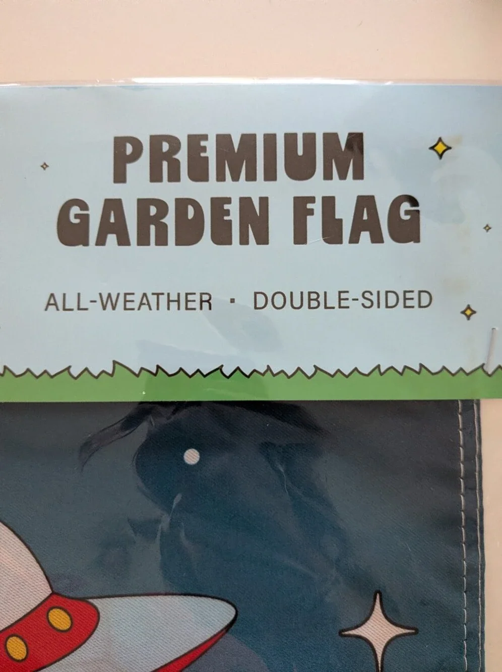 Happy Cow Alien UFO Beam Abduction Garden Flag Double-Sided All-Weather 12x18